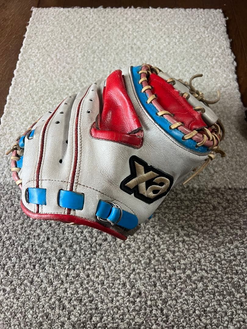 軟式　キャッチーミット　ホワイト/レッド/ブルー　ザナックス 軟式ジュニア用キャッチャーミット 【MC1型】｜ザナックス公式