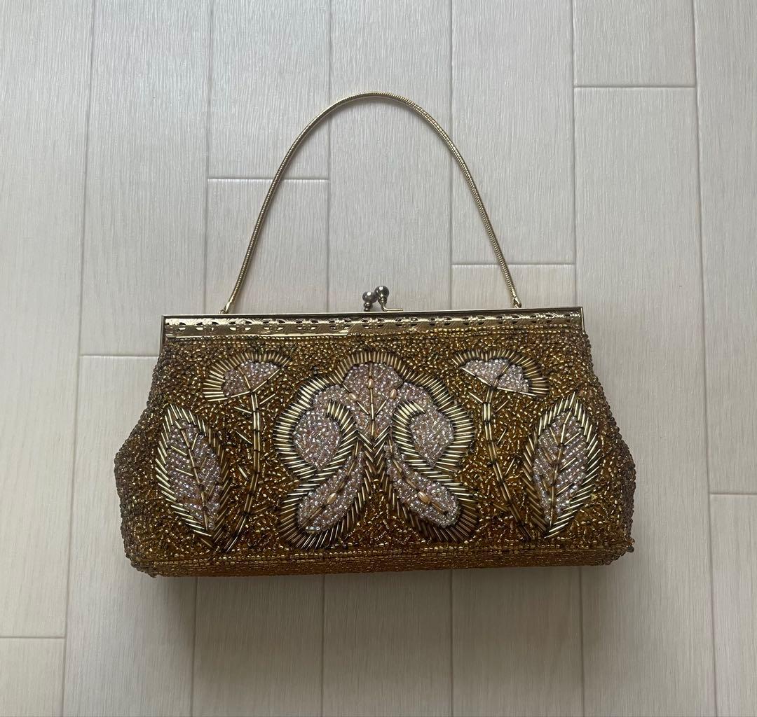 昭和レトロ ビーズ刺繍 パーティーバッグ 和装バッグ - メルカリ
