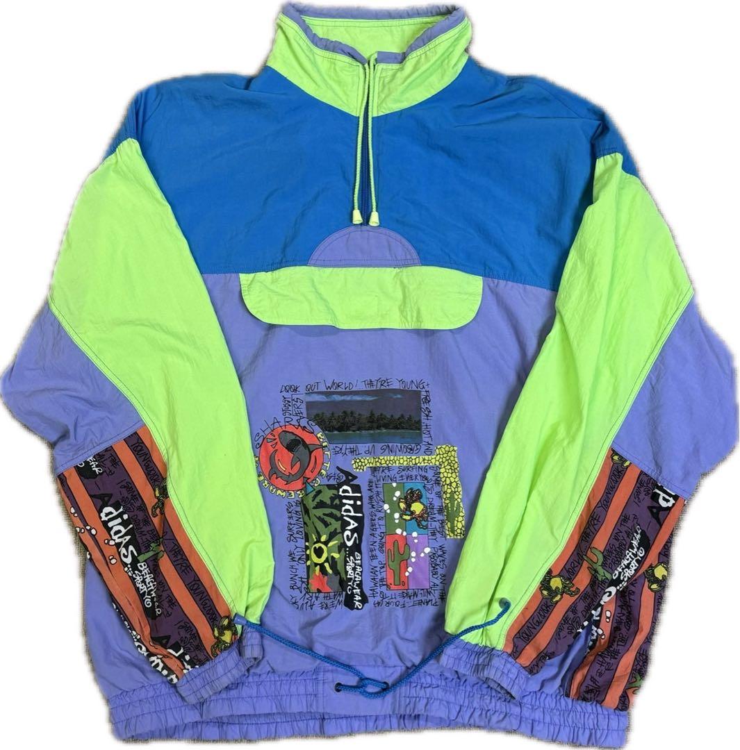 80~90s adidas × stussy ナイロン ハーフジップ アノラック - メルカリ