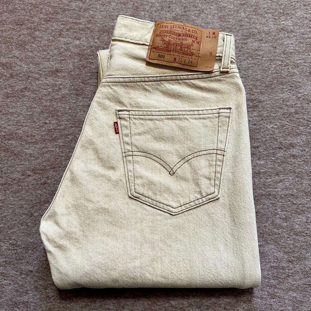 Levi's 501 ベージュ 薄茶 先染め カラーデニム USA製 90s - メルカリ