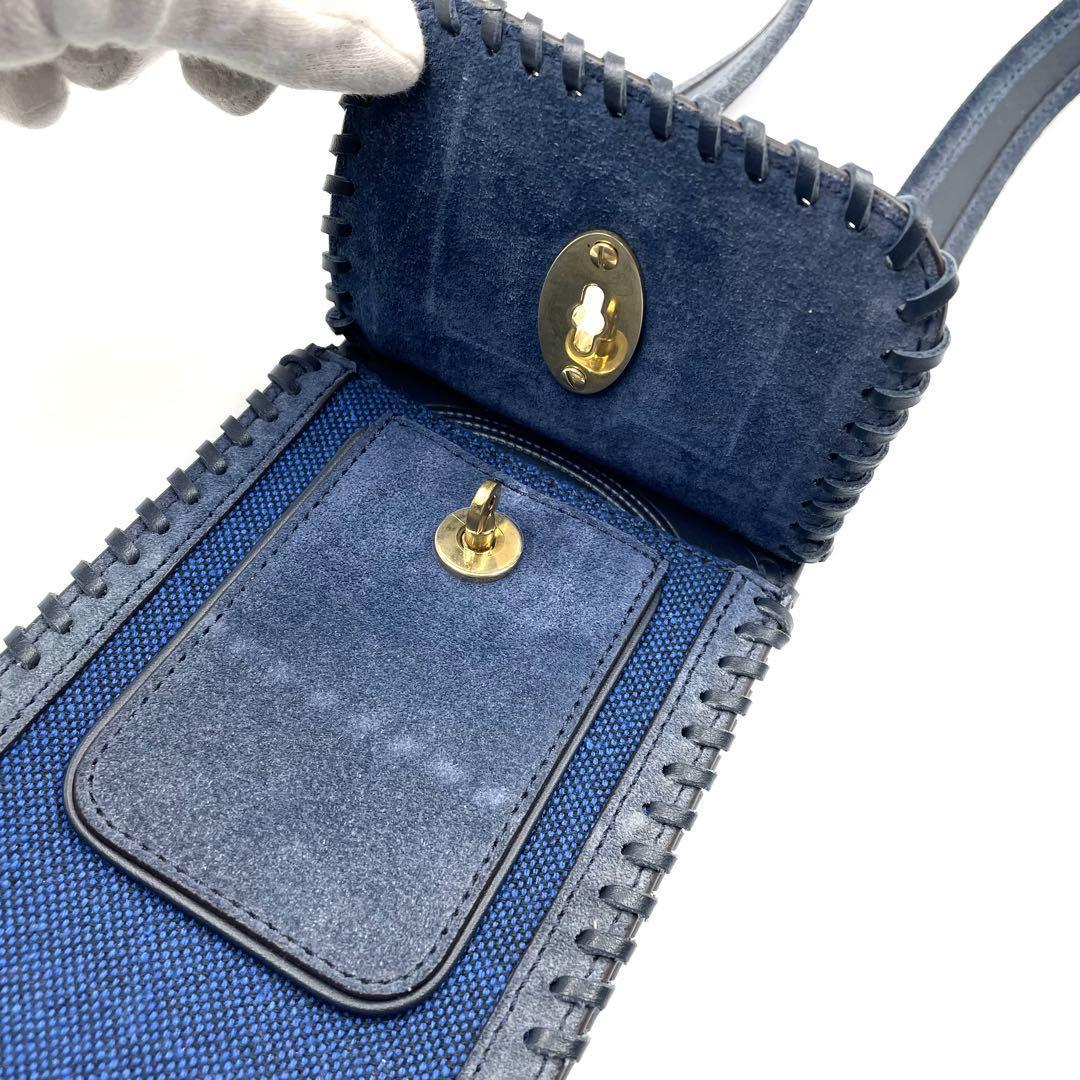 《未使用級》マルベリー ニコラスデイリー コラボ ショルダー スマホバッグ 紺系