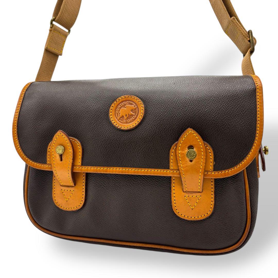 美品　HUNTING WORLD ハンティングワールド　ショルダーバッグ　レザー Hunting World（ハンティング・ワールド） バッグ メンズ ショルダー