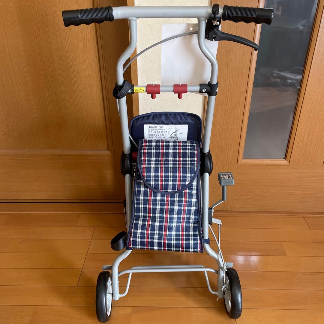 未使用】須恵廣工業 ポシェットS チェック ネイビー 紺 シルバーカー