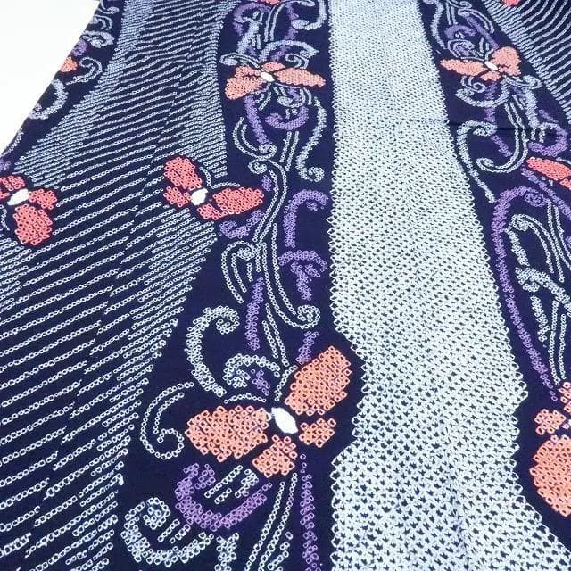 専用Y3231◆美品 綿 有松鳴海絞り 背・胸当付 手縫い仕立て 蝶 高級浴衣