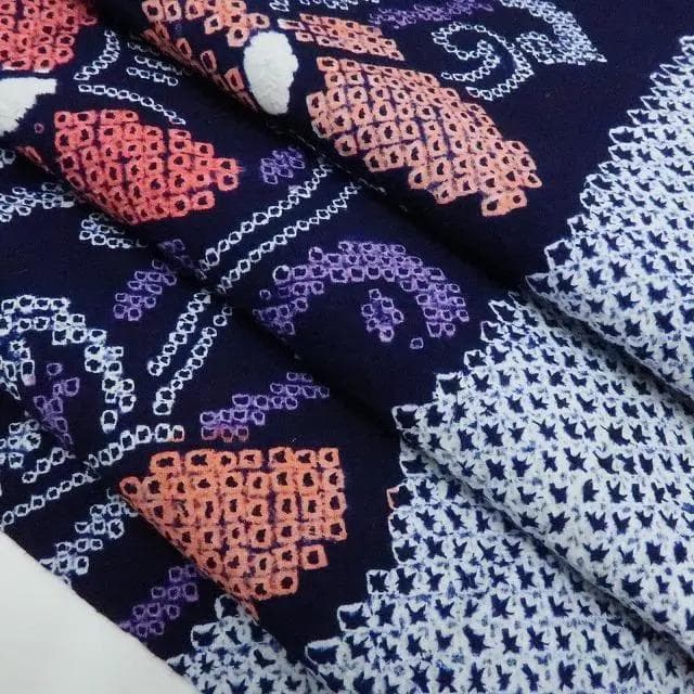 専用Y3231◆美品 綿 有松鳴海絞り 背・胸当付 手縫い仕立て 蝶 高級浴衣