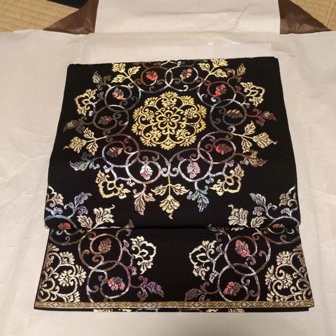 龍村平蔵裂「御物平脱錦」黒地 花柄刺繍 袋帯 高島屋 - メルカリ