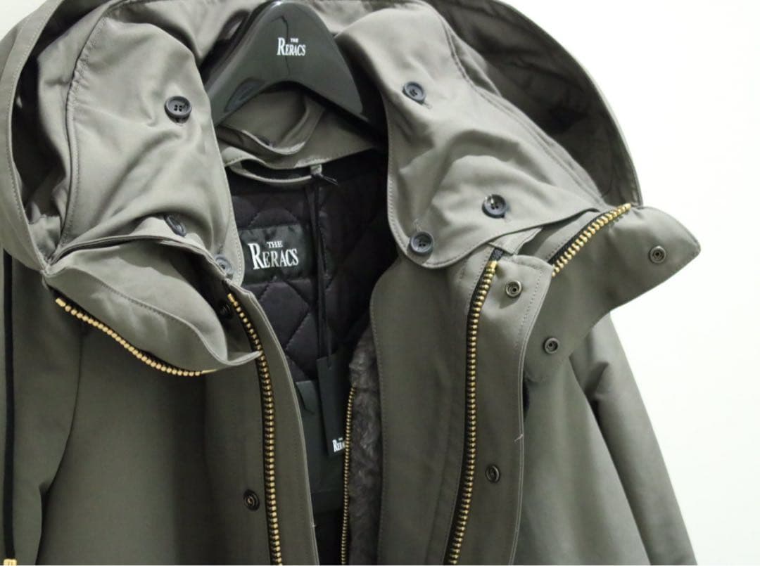 未使用◆THE RERACS ライナーベスト付きモッズコート アウター 定番 ザ・リラクスのエディション別注アウター、キルティングベストを重ねた