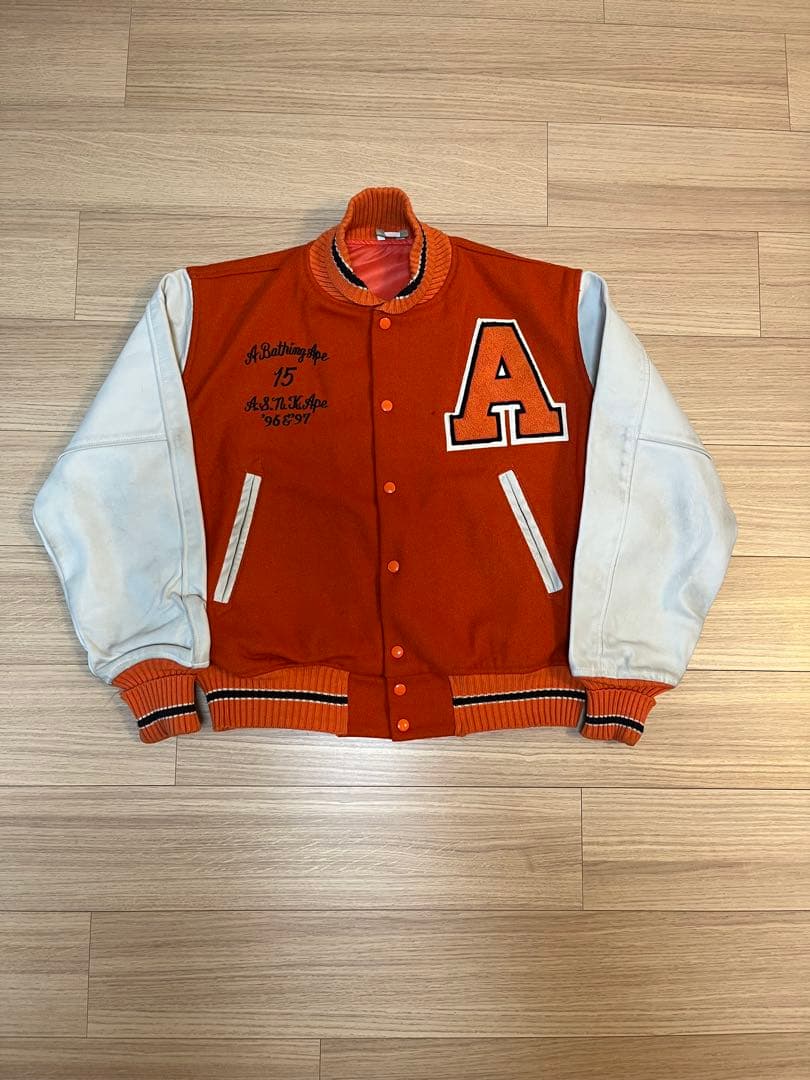 96&97年秋冬発売 アベイシングエイプ 2ndスタジャン オレンジ Lサイズ