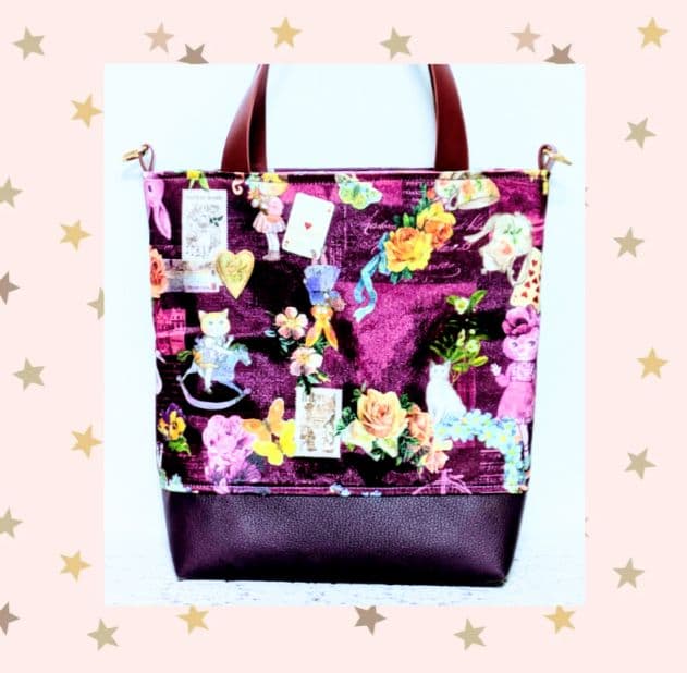 特別価格】 ✿ジョリーフルール✿ ♡サテン生地＆合皮のトートバッグ