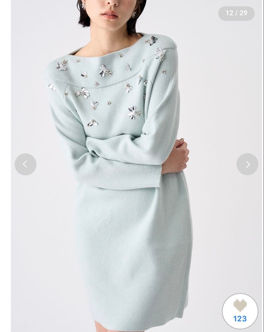 CELFORD ペダルビジューニットワンピース ミント - メルカリ