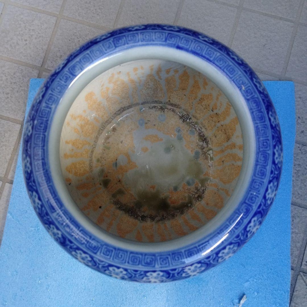 青と白の花柄 陶器火鉢 - メルカリ