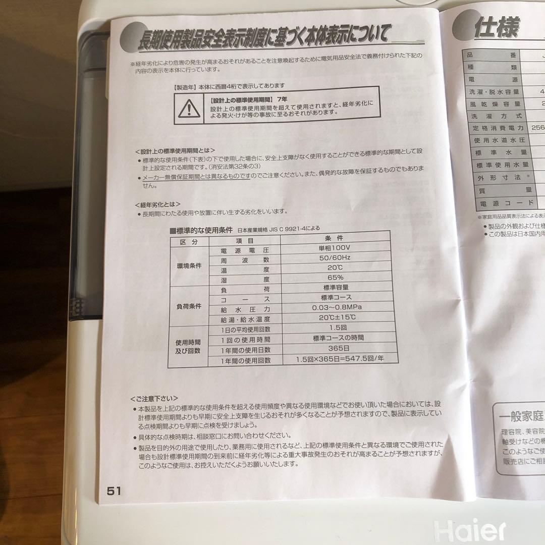 Haier 縦型洗濯機 5.5kg ホワイト