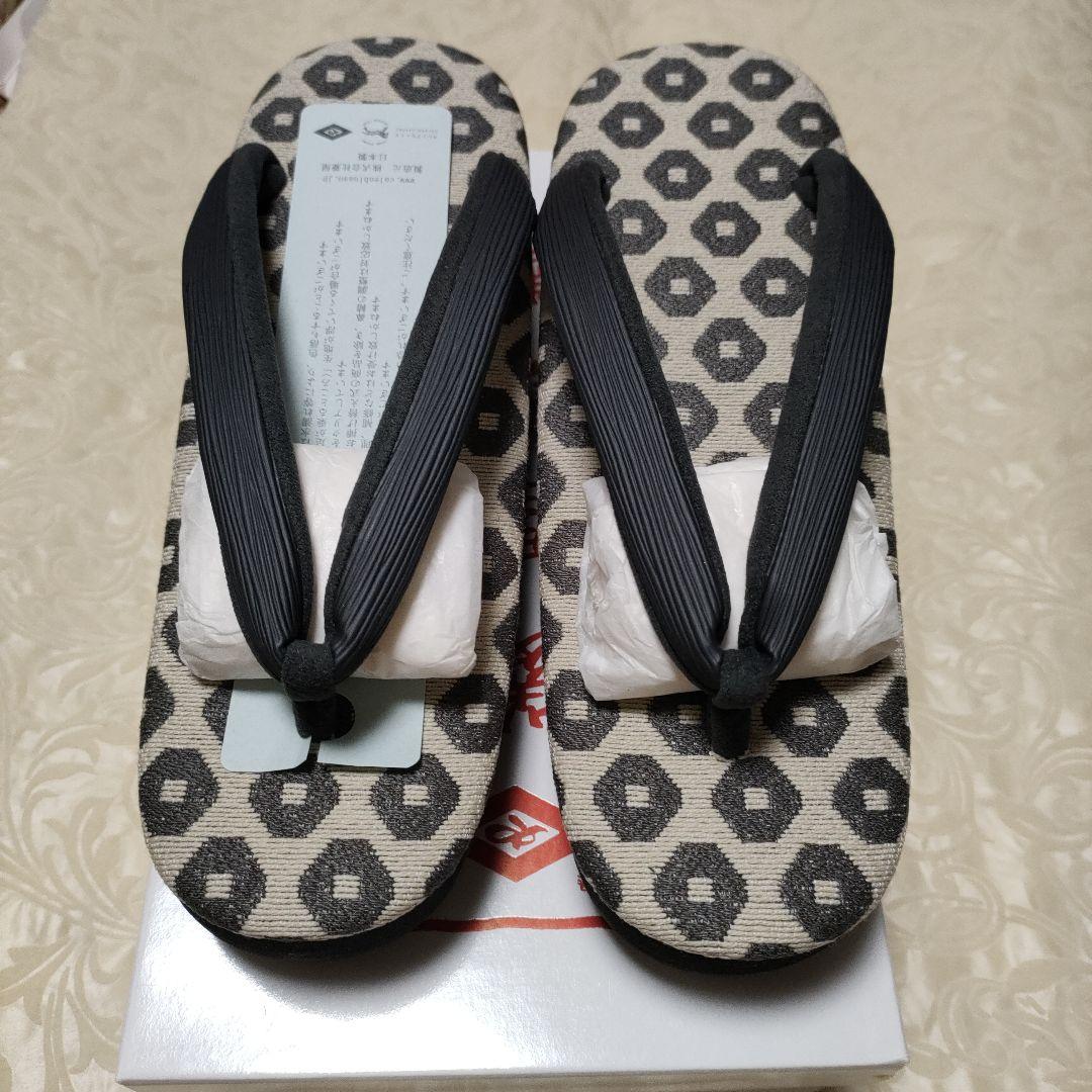 鼻緒黒 菱屋謹製 カレンブロッソ オクタゴン35 CAFE ZORI（Lサイズ