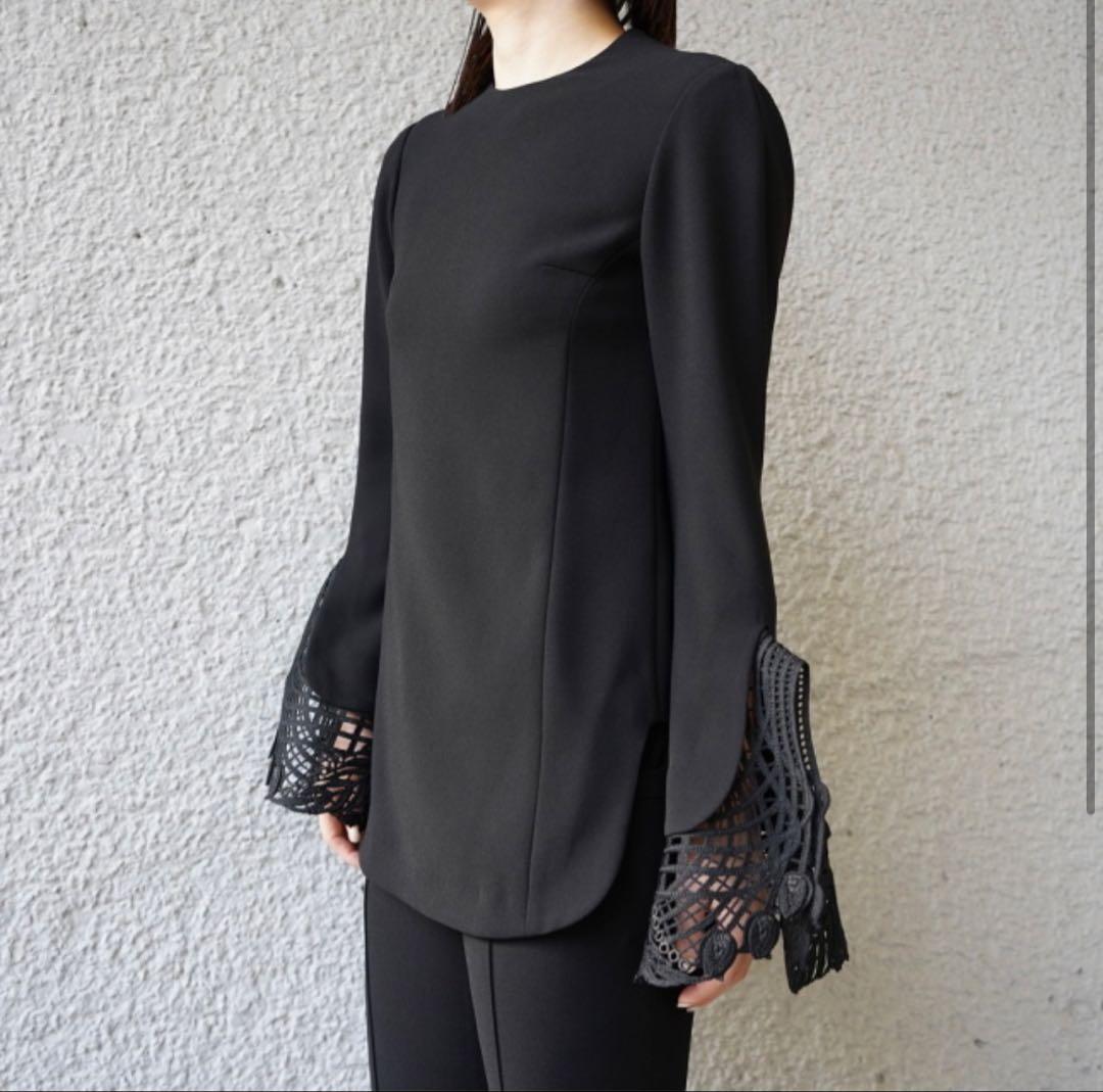 mame kurogouchi マメクロゴウチ レース カフス ブラウス 黒 - メルカリ