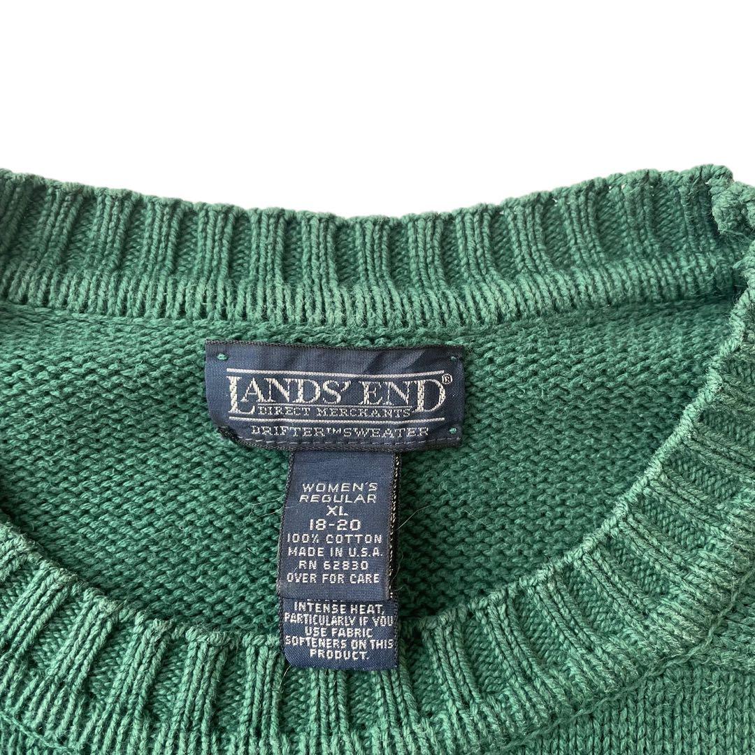 90s LANDS'END USA製 ドリフターセーター コットンニット 無地 - メルカリ