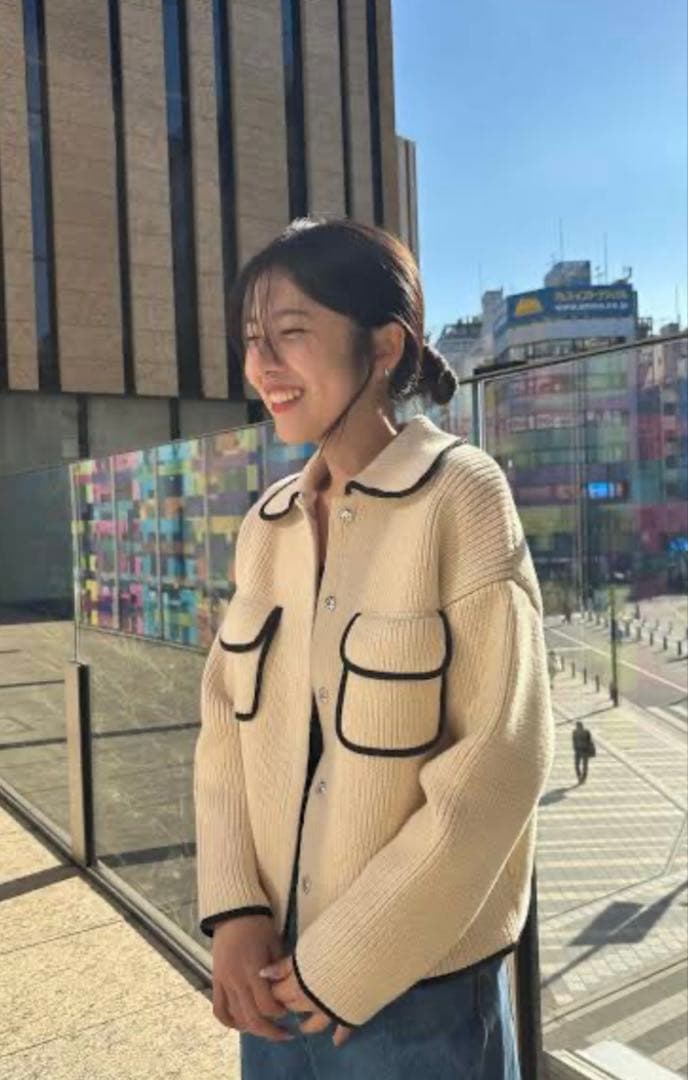 ラウンドカラーパイピングニットジャケットSeaRoom lynn