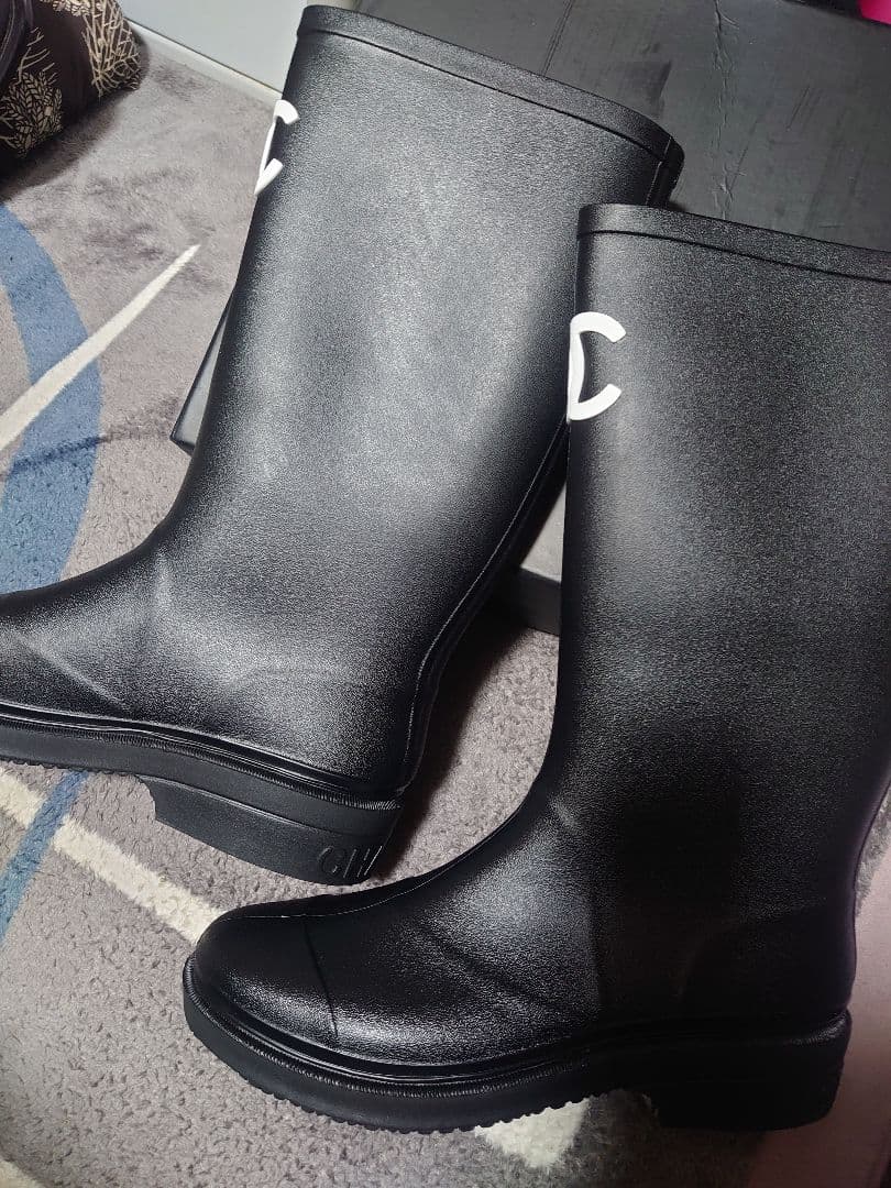 遊活のHANA様専用☆新品シャネルラバーブーツ長靴レインブーツブラック