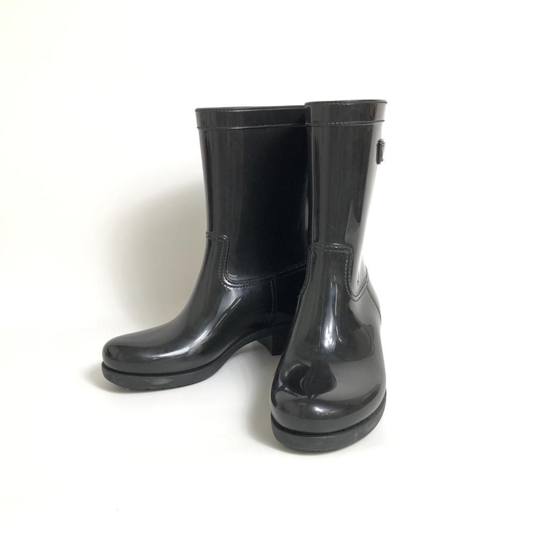 1E511/プラダ/レインブーツ/三角ロゴ/長靴/レディース/ブラック/黒/37 1E511/プラダ/レインブーツ/三角ロゴ/長靴/レディース/ブラック/黒/37