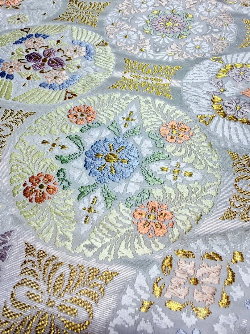 高級 袋帯 正絹 六通柄 総唐織 ホワイト 七宝柄 訪問着 留袖 約70万円