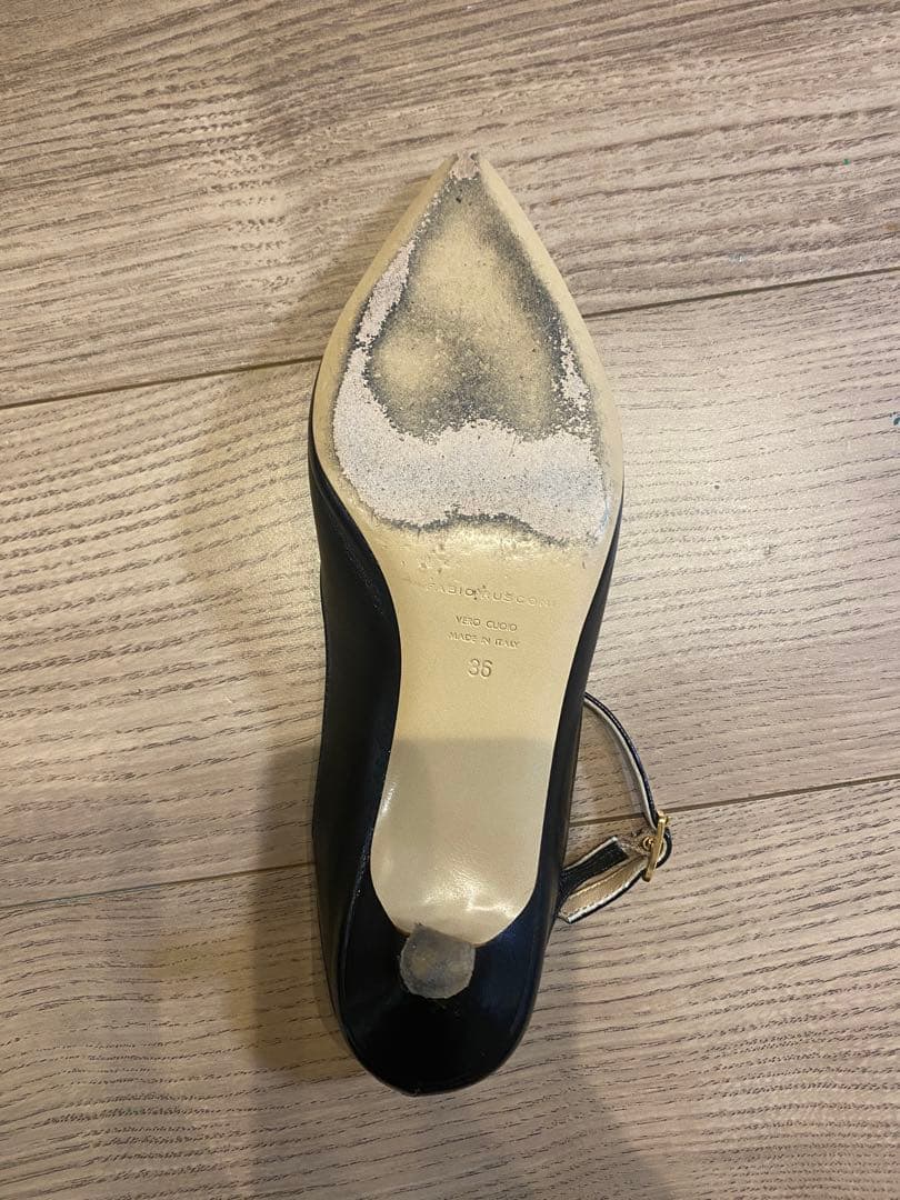 FABIO RUSCONI ブラックフラットシューズ 36 販売 中