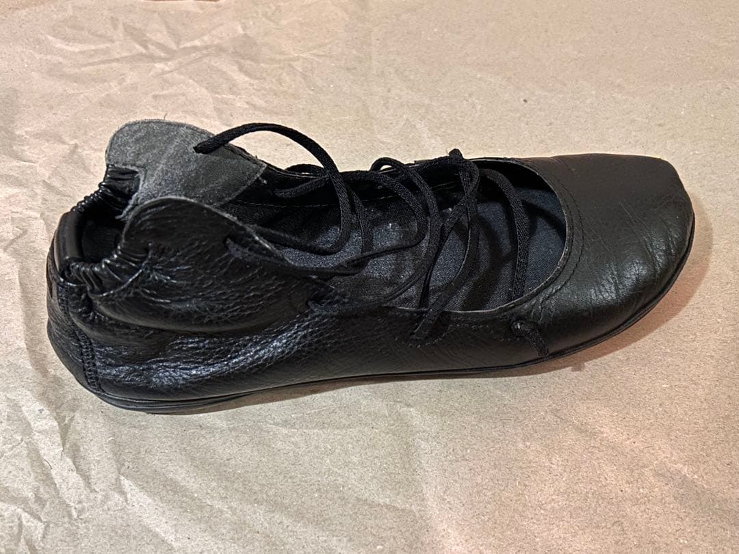 本革バレエシューズ CAMPER39(25.0相当) ライトニナハイカット 黒 本革