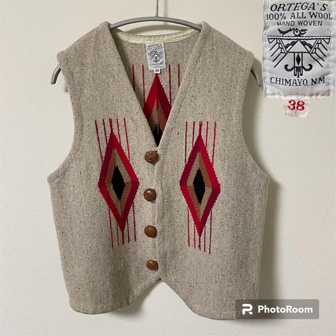 赤タグ』オルテガ チマヨ ORTEGA'S ウール ベスト 38 廃盤ベスト