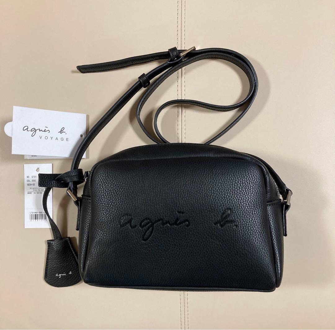 アニエスベー エンボスロゴ ショルダーバッグ 黒 - メルカリ