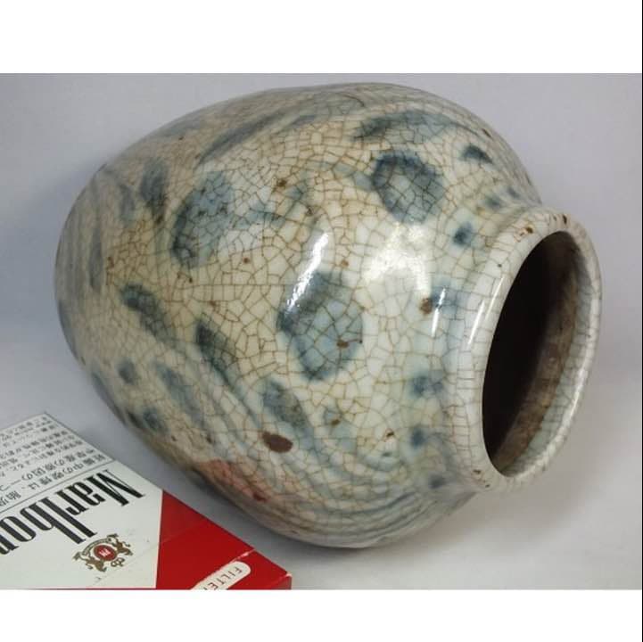 中古美品】中国骨董品「染付鮭魚広口壺」 - メルカリ