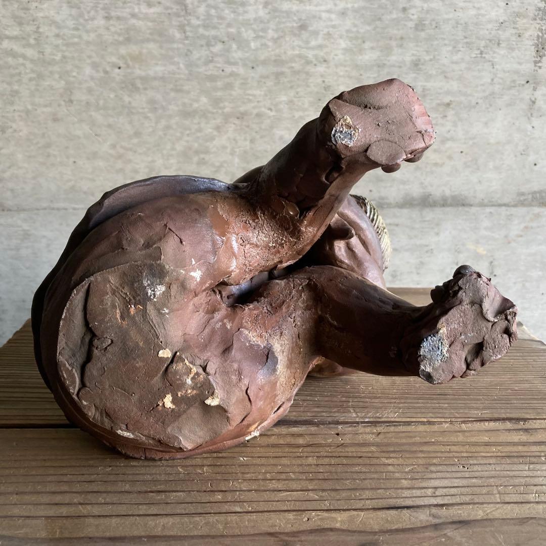 童子 子供 わらべ 像 陶器 陶芸 彫刻 置物 工芸品 和風 オブジェ レトロ