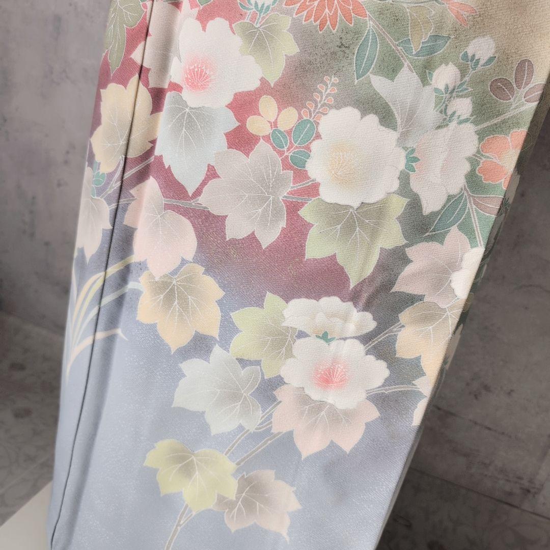 訪問着 フルセット 着物 正絹 友禅 トールサイズ 花 清楚 青 F8 - メルカリ