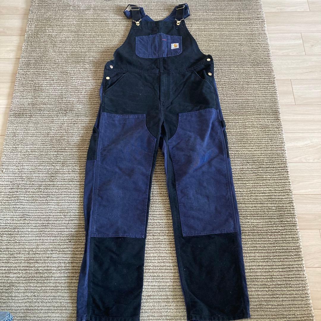 Carhartt ブラックネイビーオーバーオール34✖️32 Carhartt ブラックネイビーオーバーオール34✖️32