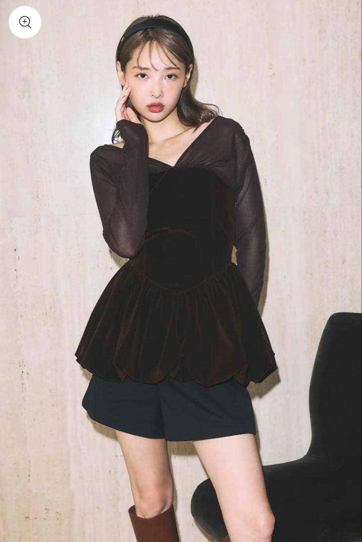 新品タグ付き♡polaura ベロアビスチェバルーントップス ブラウン