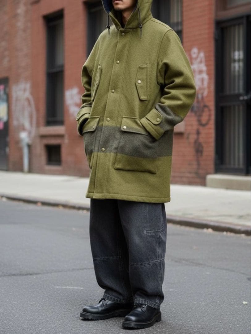 美品 エルエルビーン シグネチャー メルトン ウール モッズコート 筆記