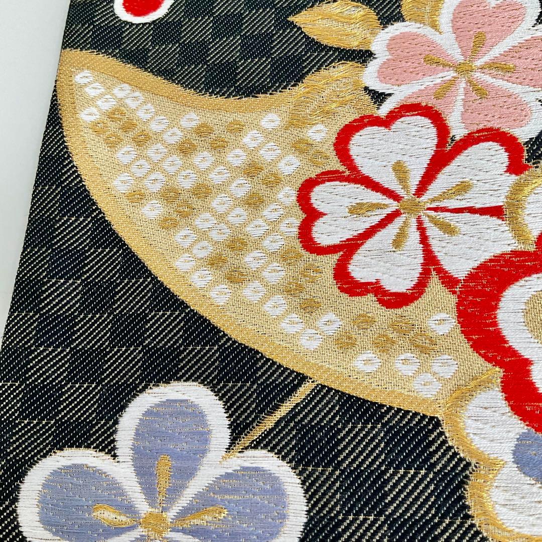 袋帯 振袖用袋帯No.169 黒系 七宝 熨斗 古典華紋様