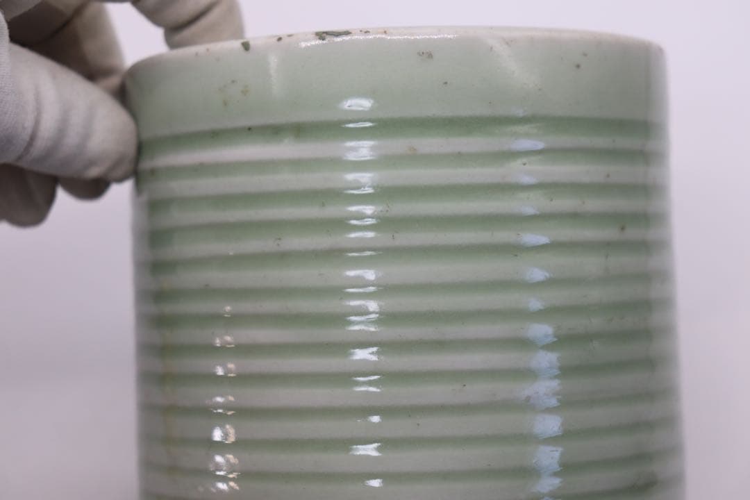 青磁 筆筒 送料込み0119