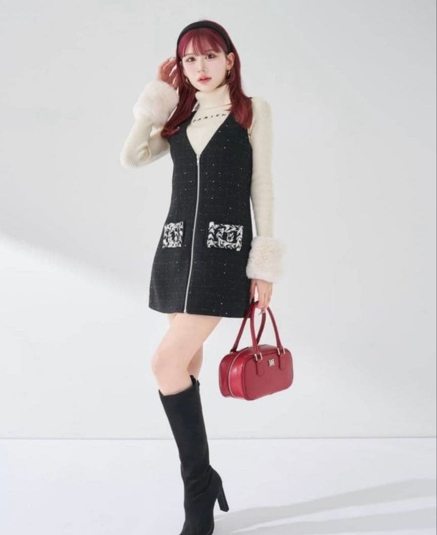 Darich ダーリッチ フロントファスナーツイードミニワンピース - メルカリ