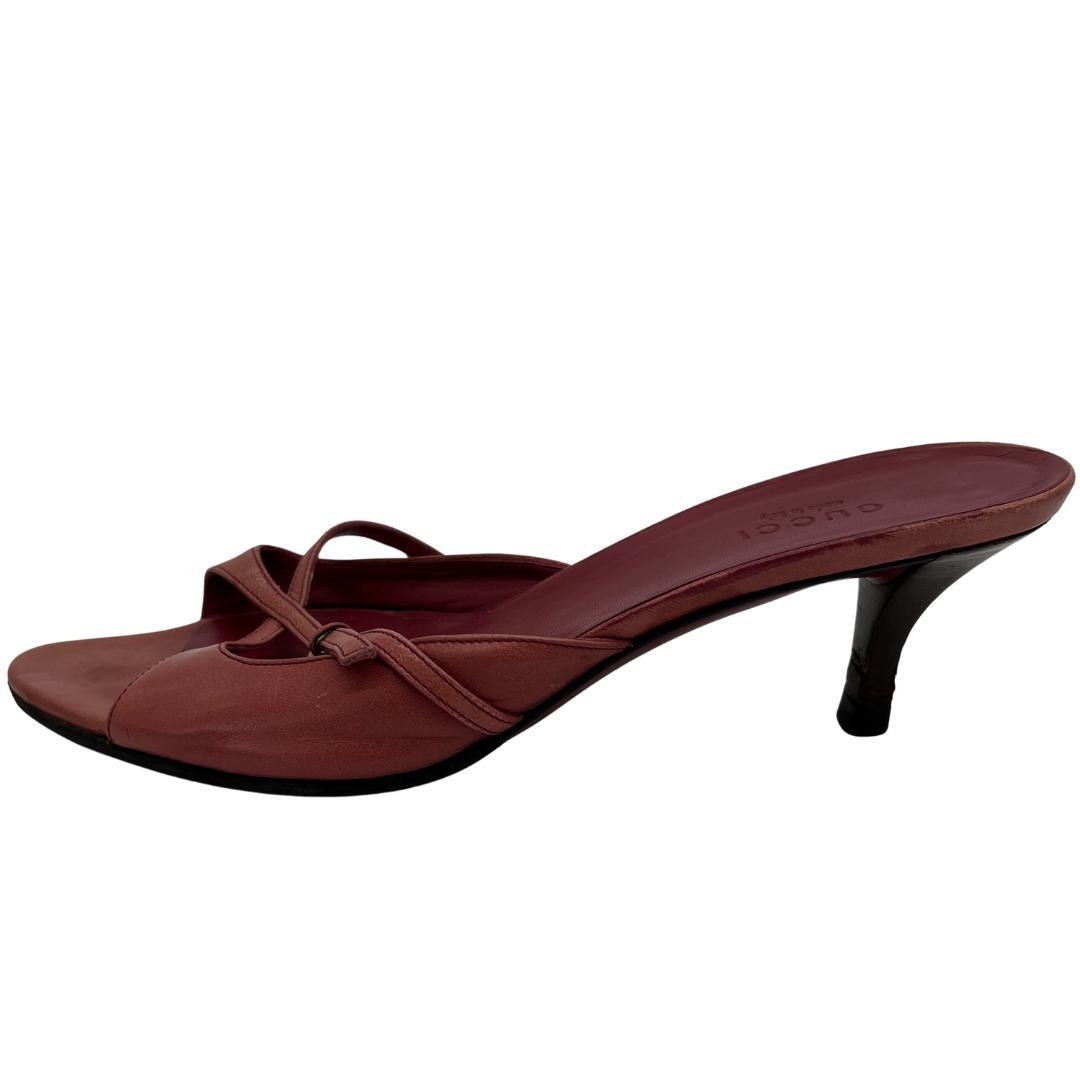 GUCCI グッチ レザー ミュール サンダル ロゴチャーム付 23.5cm