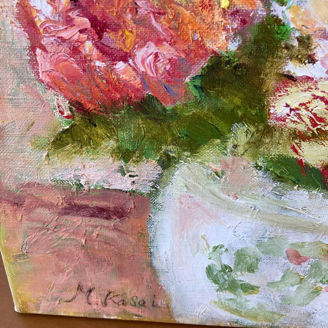 油彩画 バラの花 F6 額装無し - メルカリ