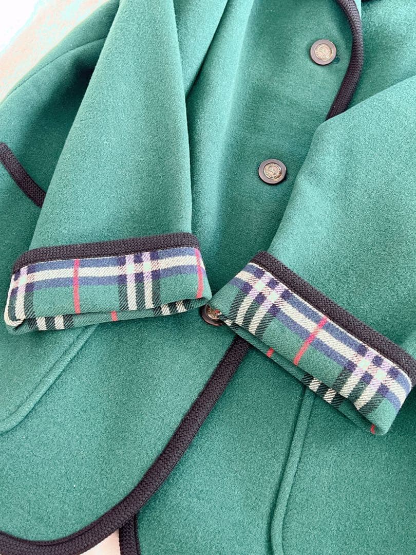 美品】Burberrys ピーコート カシミア混 ダブルフェイス 9号グリーン