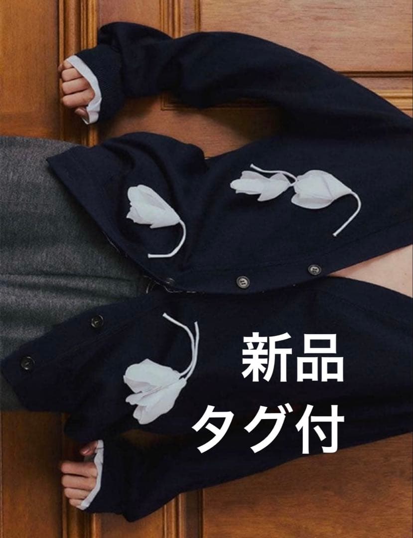 新品タグ付 ETRE SANTE フラワーモチーフニットカーディガン 即完超