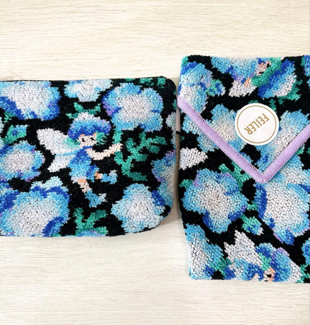 新品未使用】FEILER ネモフィラフェアリーズ マルチポーチ、ハンカチ