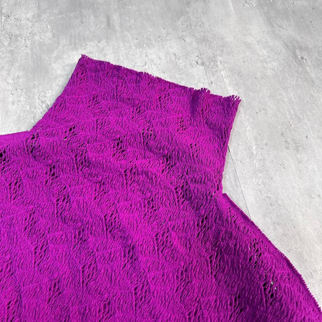 未使用級 M.&KYOKO タートルネック ラッセルレース 長袖 日本製 紫系