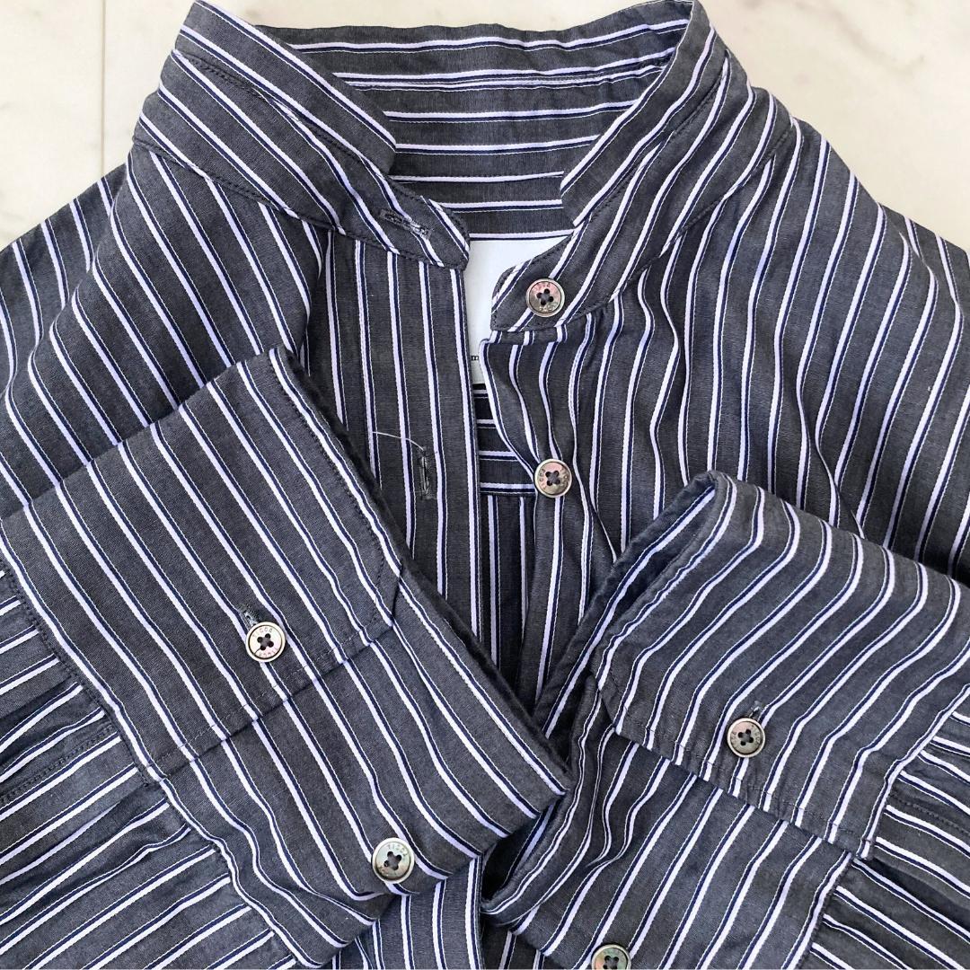 ティッカ TICCA SOMELOS バックスリットストライプシャツ ネイビー