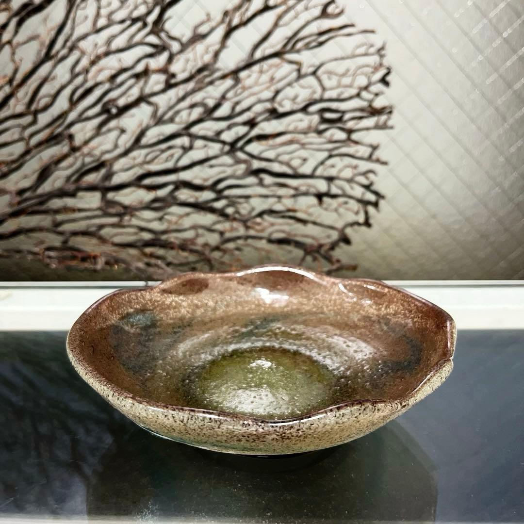 骨董 琉球ガラス 工芸ガラス 現代の名工 稲嶺盛吉 3色泡ガラス 小鉢