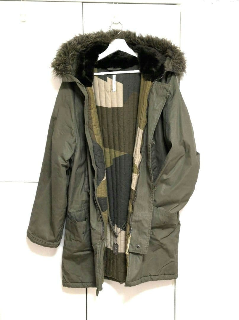 ボックスフレッシュ オリーブグリーン ファー付きモッズコート - メルカリ