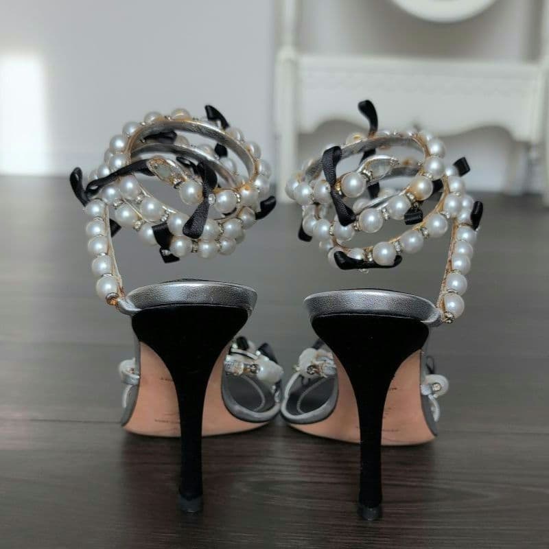 Rene Çaovilla パール装飾 ブラックミュール 36.5