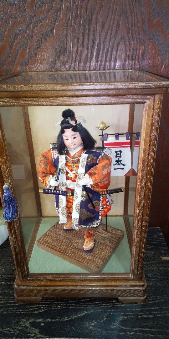 明治極上 京人形司 福田翠新作 桃太郎人形 桑材ケース入 外箱 入
