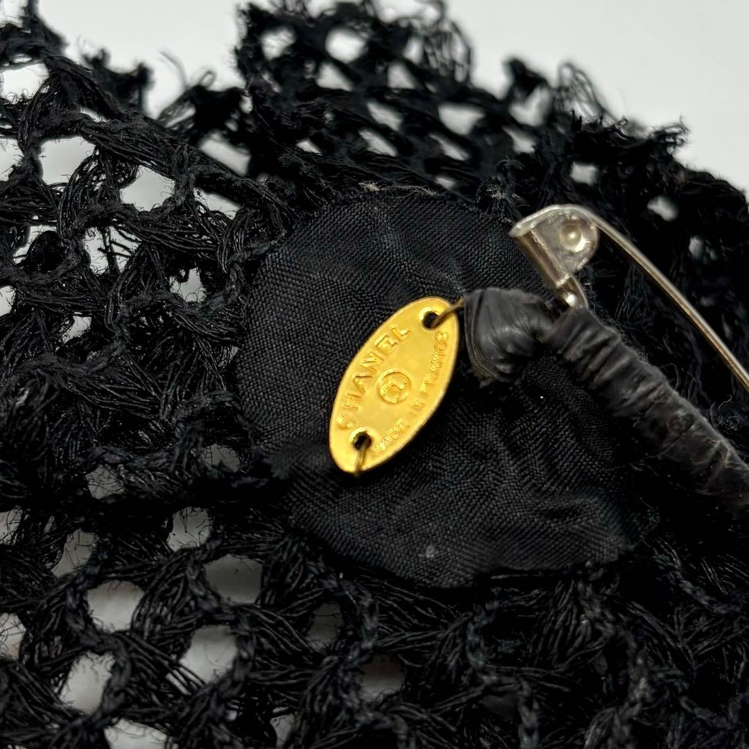 シャネル】カメリア コサージュ ブローチ メッシュ 黒 入学式 お祝い