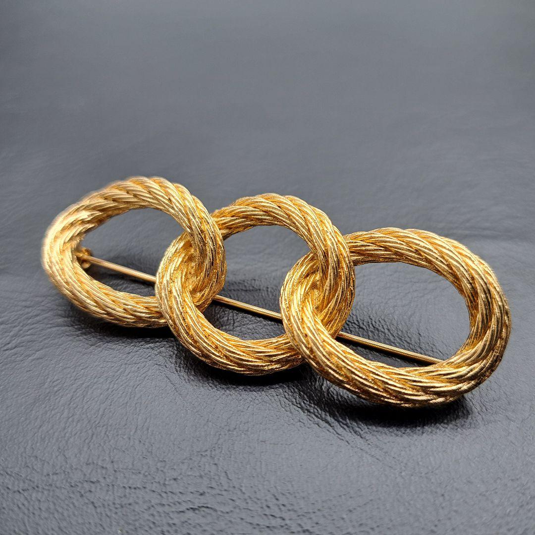 美品☆ Dior ディオール ブローチ ツイスト ゴールド サークル 3連