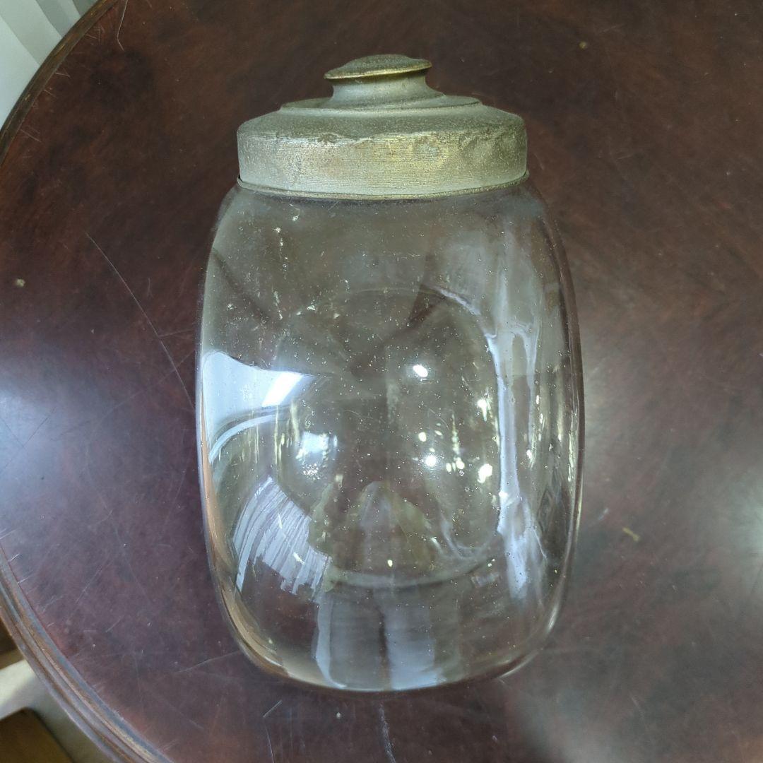 タマちゃん様専用 骨董 猫瓶 ガラス製 丸型 容器 蓋付き 駄菓子屋